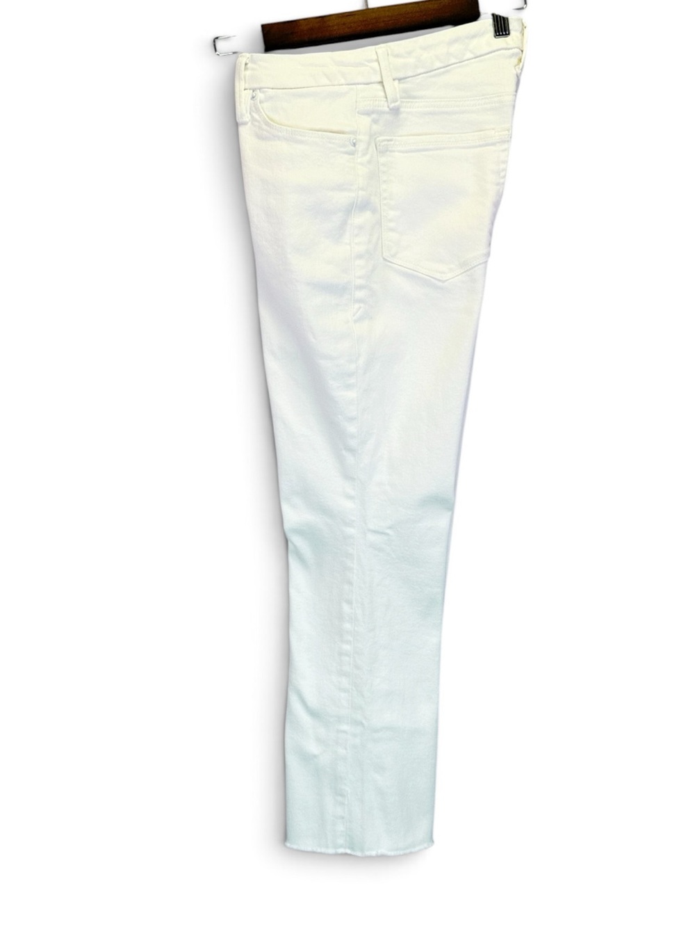 Good American Good Legs White Straight Jeans Raw Hems Women’s Size 4/27 - Picture 3 of 9